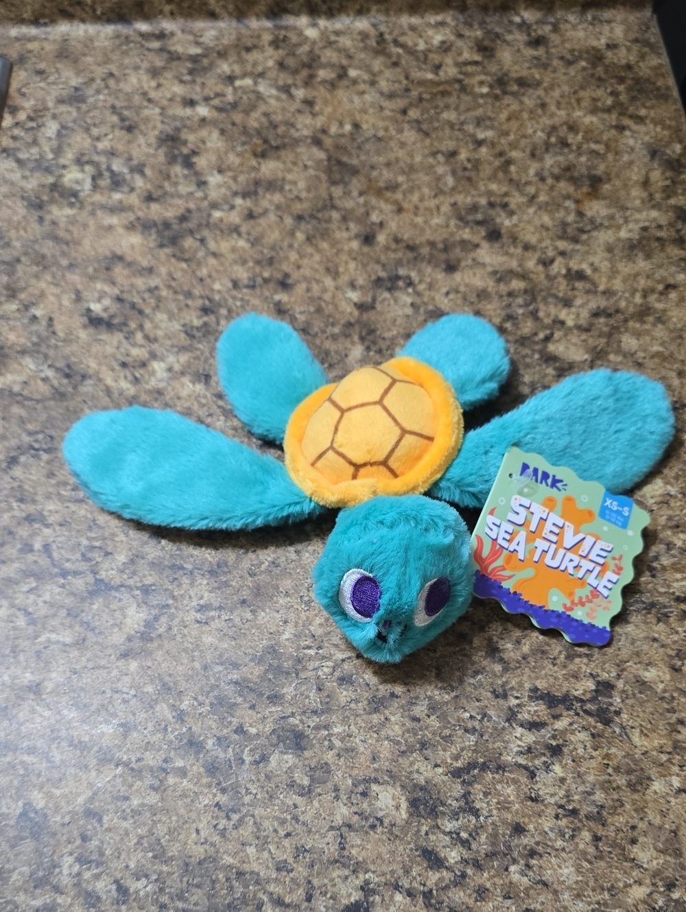 Bark‎ Teal and Orange  Stevie Sea Turtle Plush Dog Toy NWT XS-S 0-20 Pounds